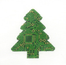 Laura Love Designs Circuit Board Christmas Tree Handpainted Needlepoint Canvas