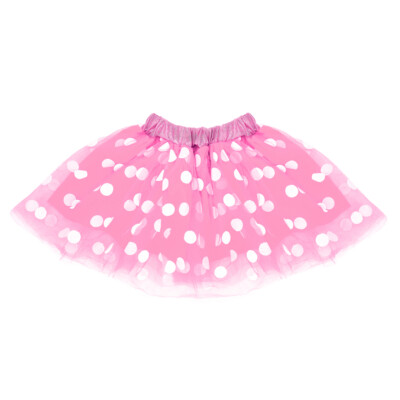 Pink White Polka Dot Tulle Tutu Lined Skirt Girl Minnie Costume