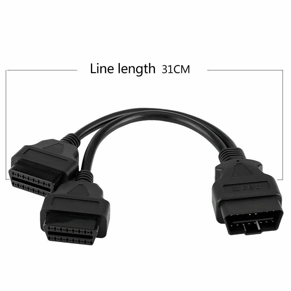 16 Pin OBD 2 Diagnostic Extender Splitter Extension Male to Dual