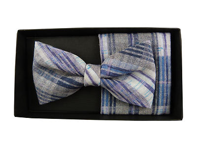 ART 05 SET: 100% MEN'S LINEN BOW TIE + POCKET SQUARE WITH OR WITHOUT GIFT BOX