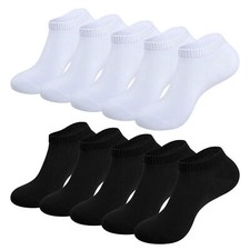 12 Pairs Men Women Cotton Ankle Socks Low Cut Sports Trainer Black & White