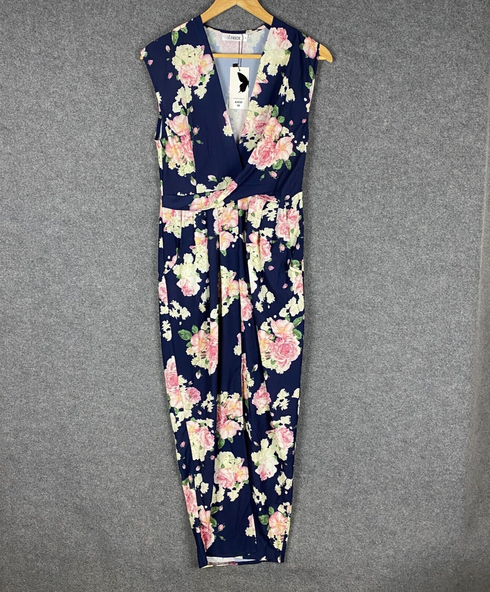 Frock Dress Womens Blue Pink A Line Flowers Mini Flower