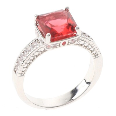 Silver Tone Copper Metal Rhodium Plated Ring With Cubic Zirconia JWZ1444-SFS6