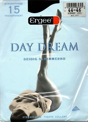 2 Packs Rare Vintage Ergee Day Dream Stumpfhose, Tights Colour Black Size 40-42