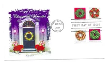 5424-27 Holiday Wreaths Christmas 2019 Panda Cachets, FDC