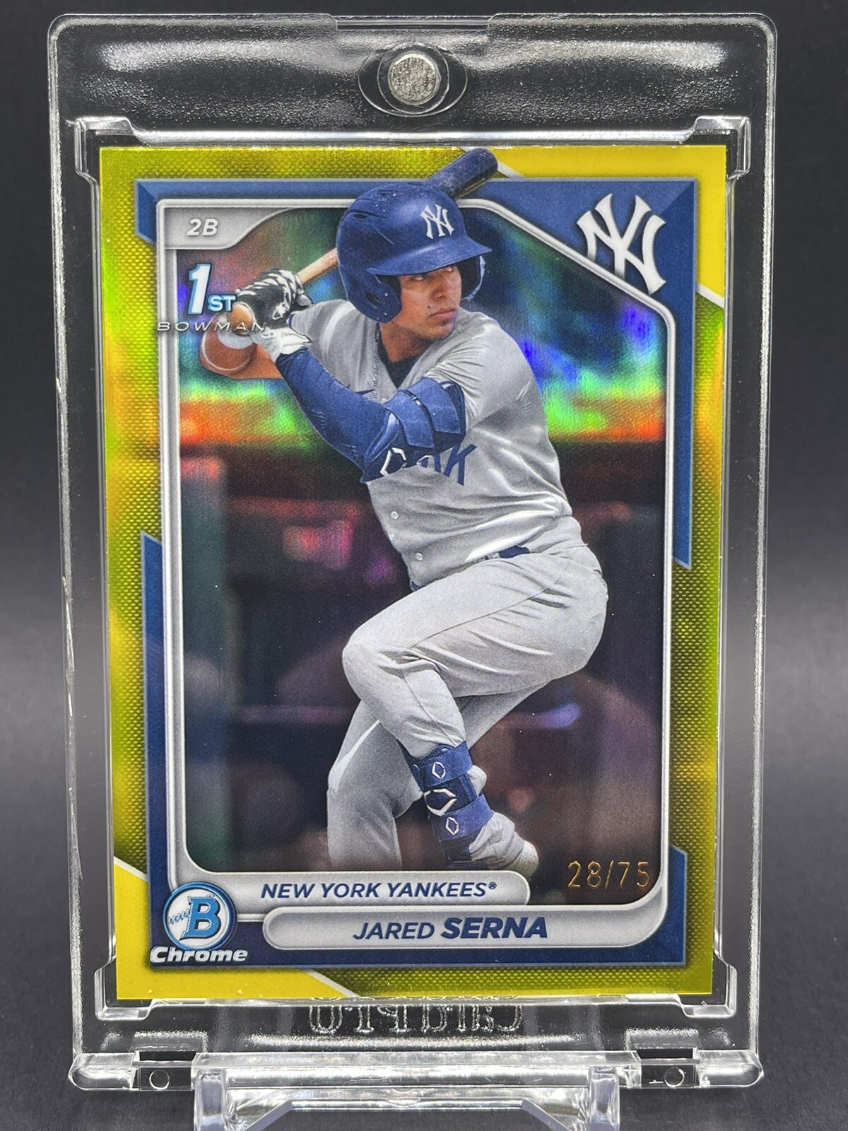 2024 Bowman Jared Serna 1st Yellow /75 Chrome Refractor BP-68 New York Yankees
