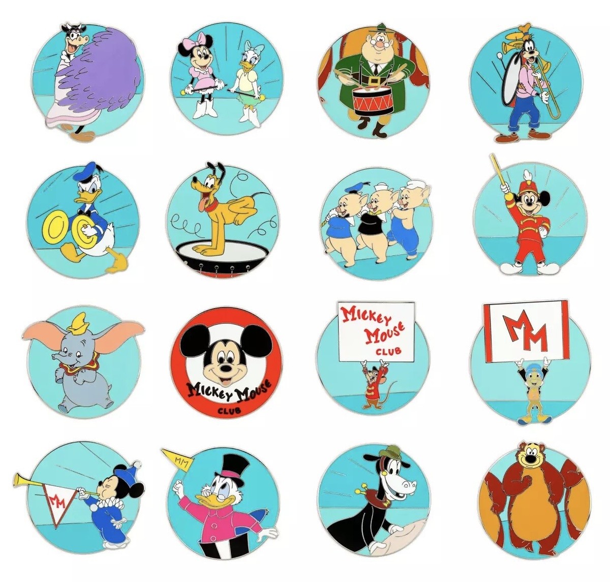 Disney Mystery Pins Mickey Mouse Club Complete Set Of 16 Scrooge 