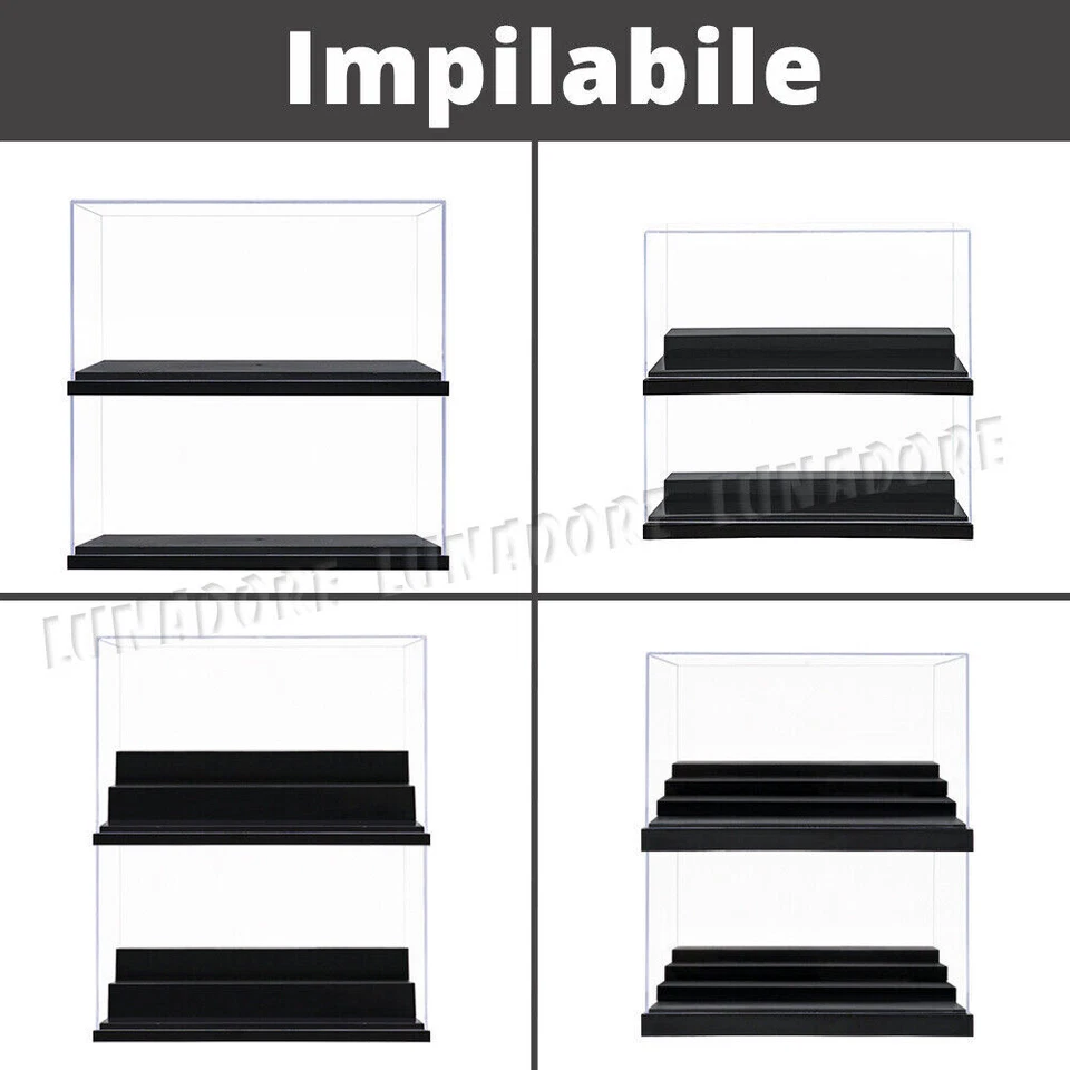 Teca Plexiglass Vetrina Acrilico Espositore per Modello Auto 1:24 Action Figure - Immagine 3 di 4