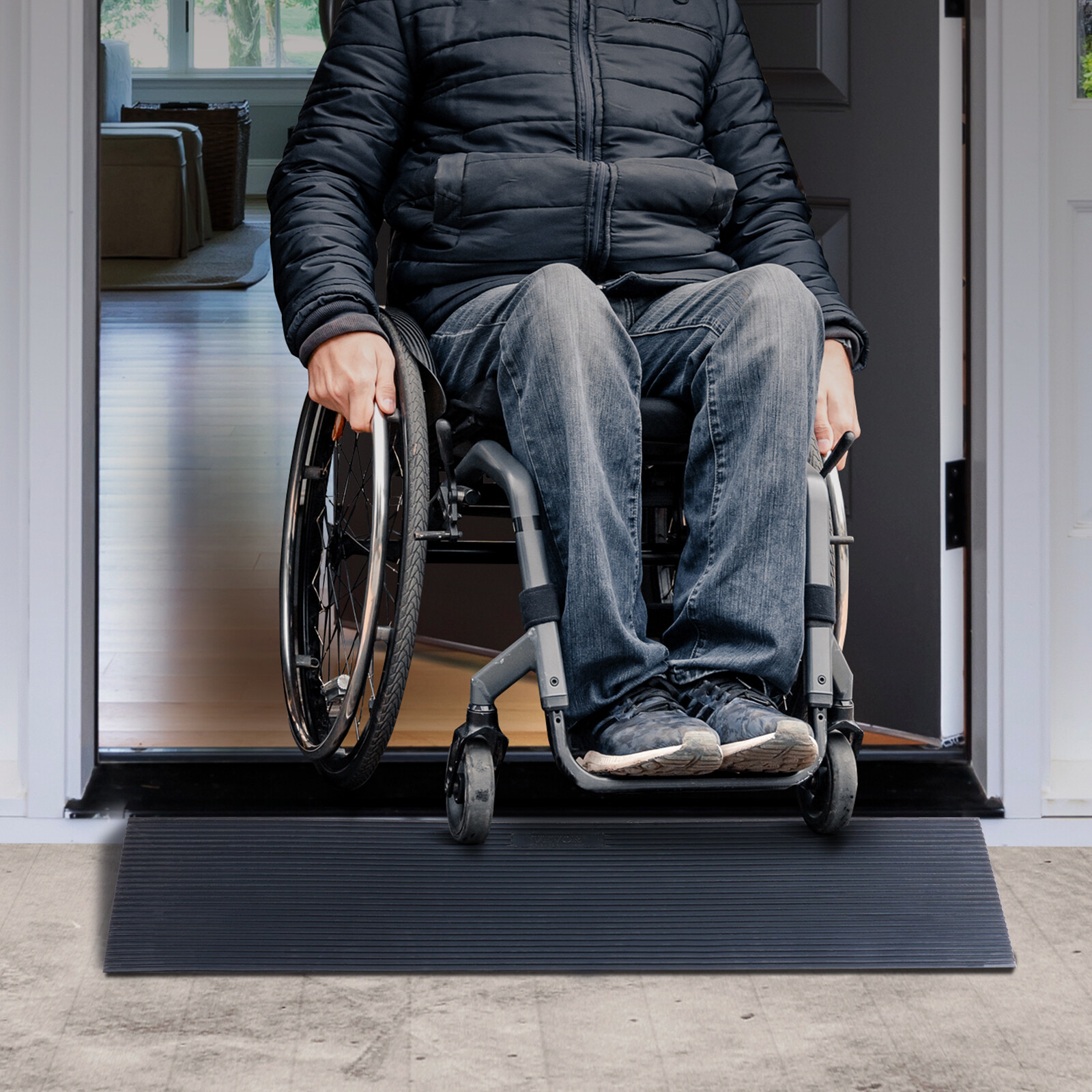 VEVOR 15T Cuttable Solid Ramp 35.4"x7.9"x1.6" Rubber Threshold