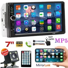 7" Double 2 DIN Car Stereo Radio MP5 Touch Screen Bluetooth FM USB & Rear Camera