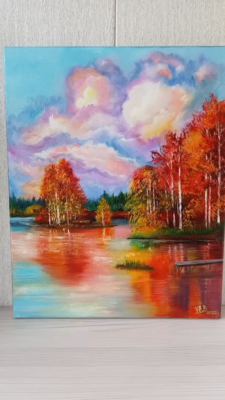 Autumn Original Oil Painting on Stretched Canvas Landscape 20x16