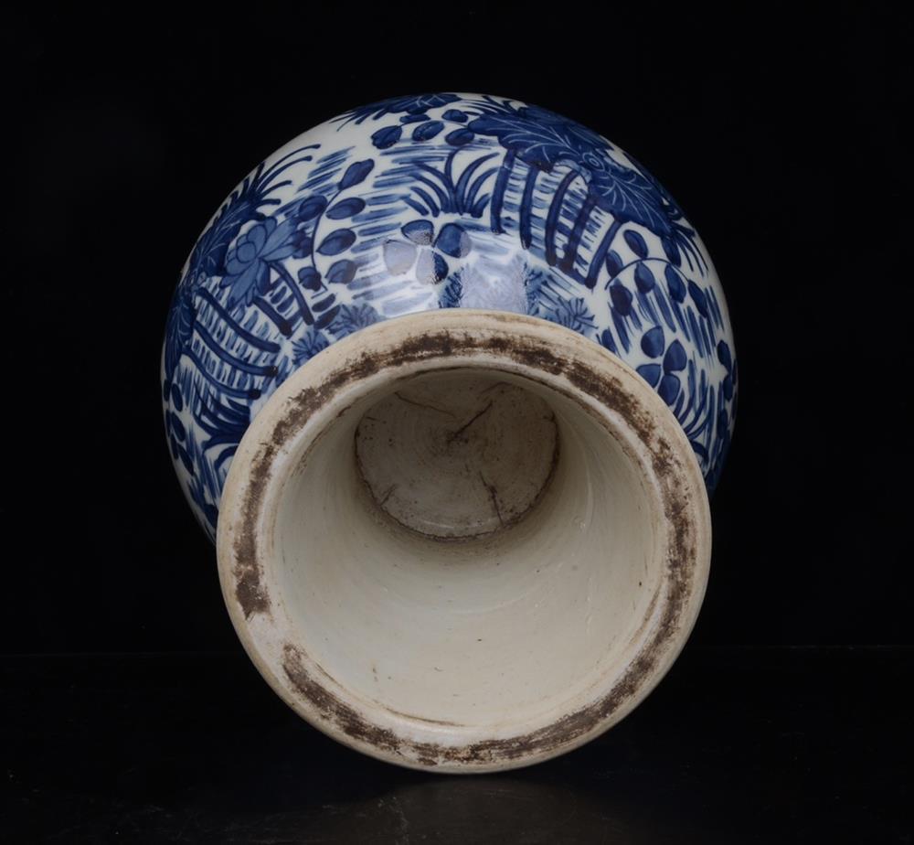 OLD CHINESE BLUE AND WHITE PORCELAIN HIGH BRUSH WASHER ST479