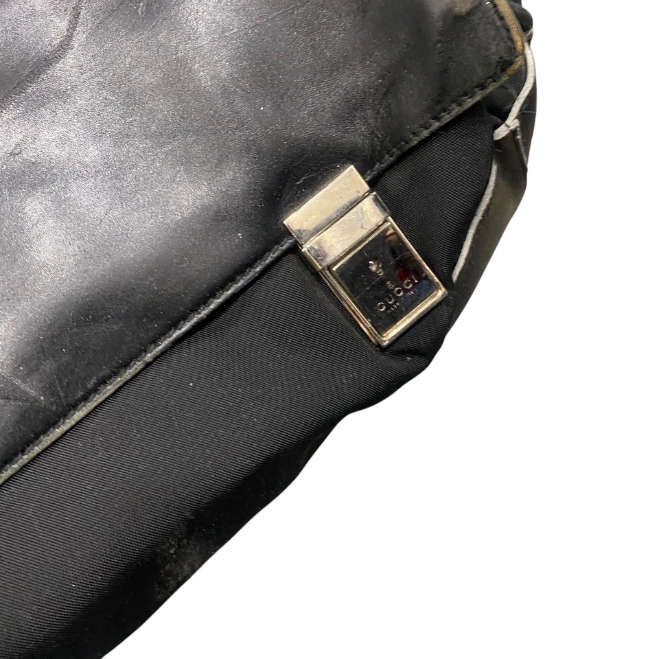 Autêntica bolsa de viagem GUCCI 2 vias Boston bolsa de mão preta danificada - Imagem 3 de 4