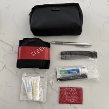 TUMI For Delta Air Lines Black Fabric Toiletry Makeup Amenity Travel Kit Bag