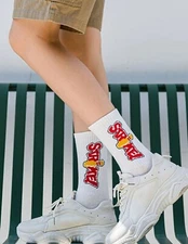 Letter Graphic Socks, Letter Pattern, Sweat-Absorbent Socks, Christmas Gift