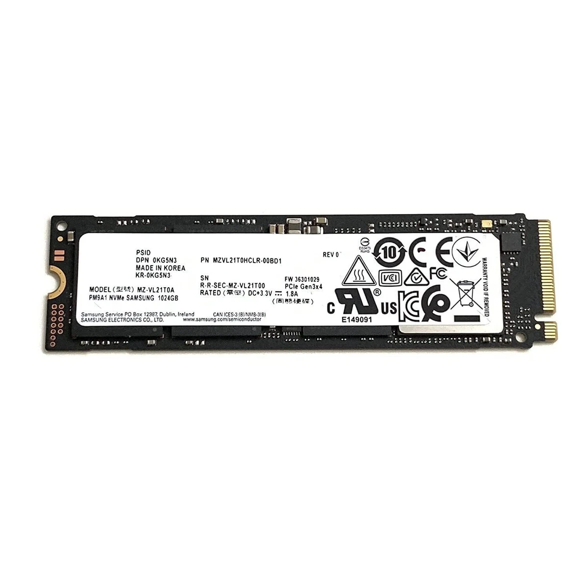 Dell M.2 PCIe NVME Gen 3x4 Class 40 2280 Solid State Drive - 1TB