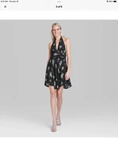 Wild Fable New Womens Black  Floral Skater Halter Dress NWT Size XS Lined NWT