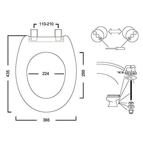 Copriwater Universale Copri WC Legno MDF Coprivaso Sedile Bianco Water pesante - Immagine 2 di 4