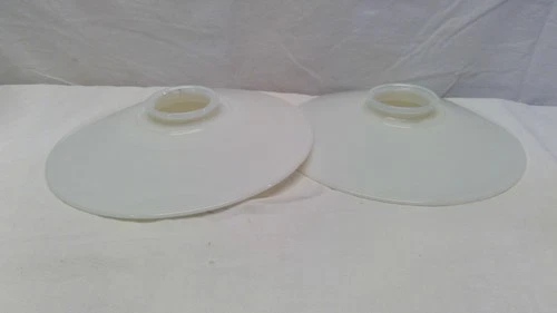 ANTIQUE WHITE MILK GLASS PETTICOAT OIL LAMP CHIMNEY SHADE - lot of 2