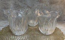 Applique Tulipano Vetro Trasparente Paralumi (Set di 3) Montaggio 1,65”, Design Petali Vintage