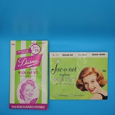 Lot Vintage Hair Nets Medium Brown 4 Nets In Package Dupont and Jac-o-net USA