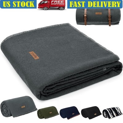 100% Virgin Wool Blanket Soft Warm Durable Outdoor Indoor Camping Throw New