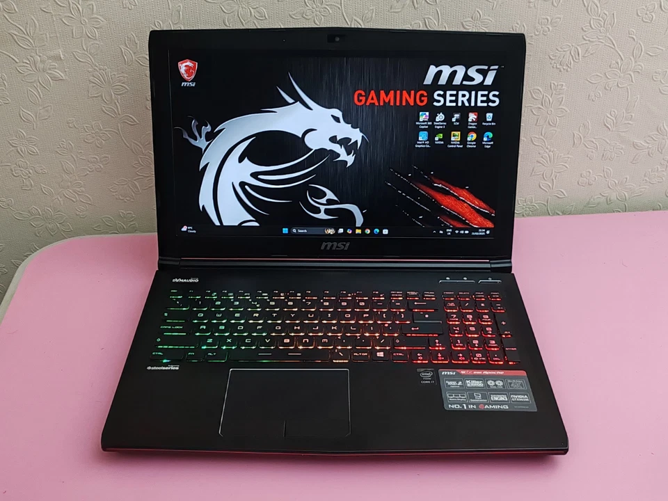 Gaming Laptop Msi Intel i7 250GB M.2 SSD 500GB HDD 16GB DDR4 RAM VR Ready - Image 2 of 4