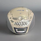Sony CFD-E75 Portable Boombox CD Player AM/FM Radio Cassette Working Vtg Silver