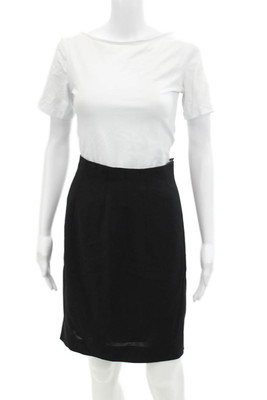 Jil Sander Womens Zip Up Mini Pencil Skirt Black Wool Size EUR 34
