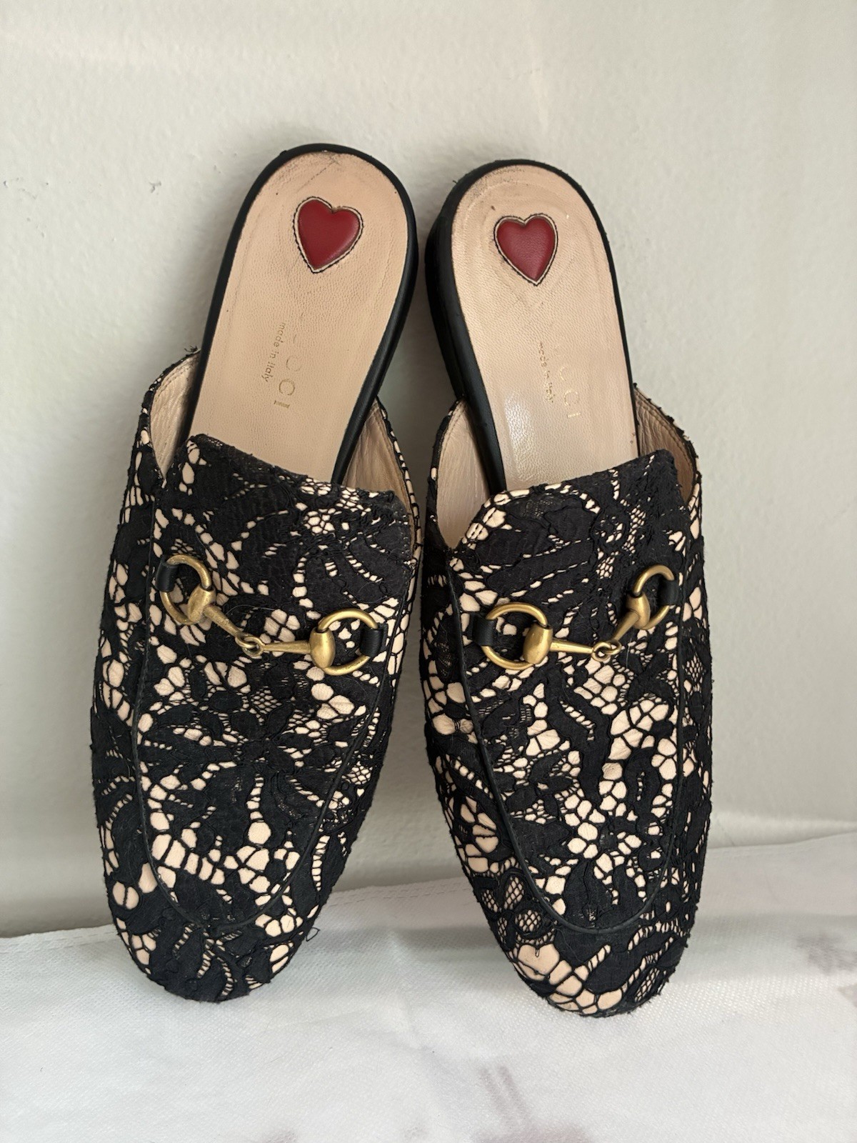 ✨ Gucci 38 (fits 36.5-37) Lace Horsebit Mules $850