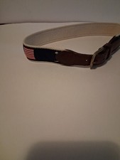 VINEYARD VINES Boys BELT Size 22/55USA American Flag- Canvas/brass/leather