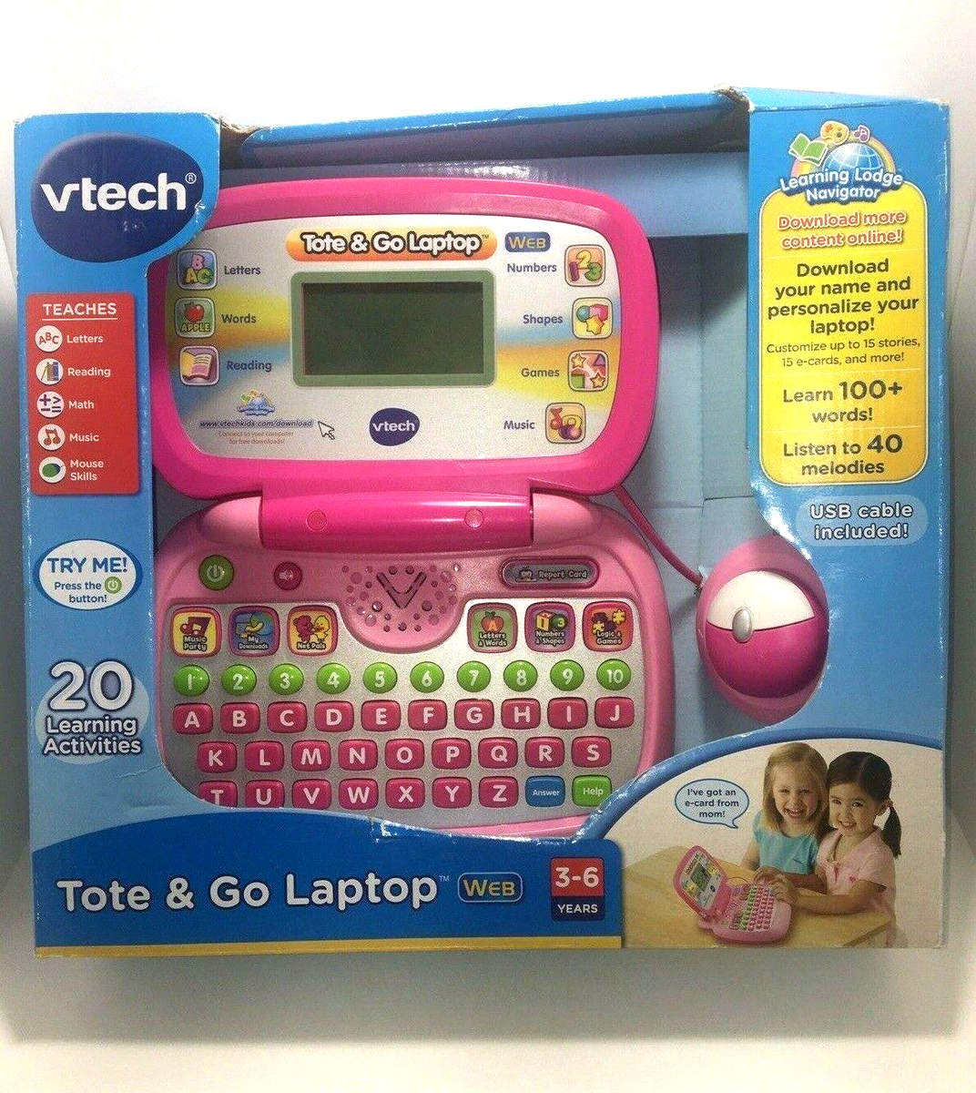 RARE VTECH PINK TOTE &GO LAPTOP EDUCATIONAL COMPUTER TOY WEB