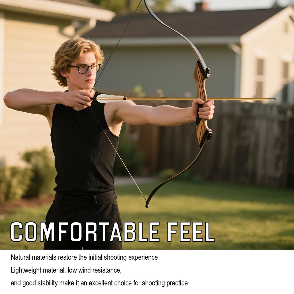 Archery 33" Hunting Wooden Arrows Recurve Bow Traditional Hunting Spine 500 - Image 3 of 4