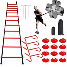 Professional Agility Ladder Speed Training Equipment Set-20ft Red Agility Lad...