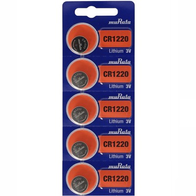 5 Stück CR1220 Lithium Batterie IEC CR1220, 3 Volt max. 38mAh, 12x2mm