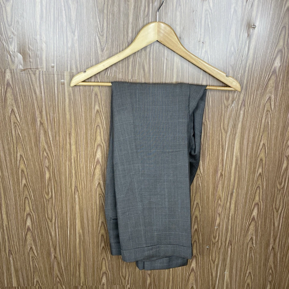 Jos A Bank 2 Piece Suit Mens 44R 38x29 Olive Green Multicolor Plaid 100% Wool - Image 2 of 4