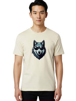 Wolf-Wearing-Sunglasses Mens Graphic Tee, 100% Cotton, Casual Summer Wear