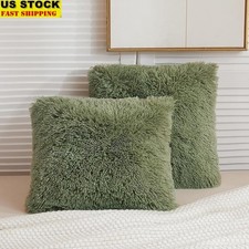Luxury Faux Fur Pillow Shams Set of 2 Soft Microfiber Shaggy Cushion Covers New