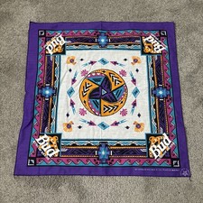 Vintage Budweiser Bandana Purple Aztec Bud Beer Alcohol Brush Popper USA Made 90