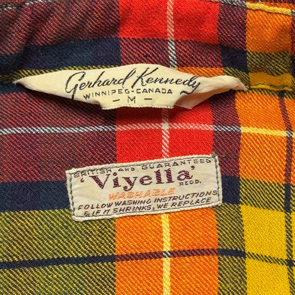 复古 50 年代 60 年代 Gerhard Kennedy Viyella 环形翻盖格子衬衫男式中号 — 第 4/4 张图片