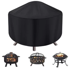 Round Fire Pit Cover for 22-34 Inch Firepit, Heavy Duty Outdoor Patio Fireplace