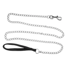 6ft Black Metal Pet Leash with Stainless Steel Links for Medium Large Dog