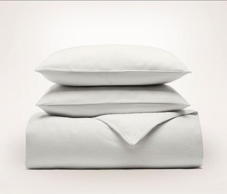 Boll And Branch Ottoman Ribbed Duvet Set King/Cal King White