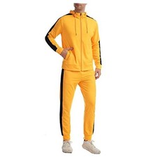Sweatsuits for Men Tracksuit Men Track Suits 2 Medium Yellow and Black Striple