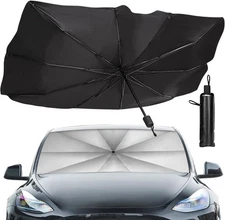 Sedan SUV Car Sun Shade for Windshield UV Rays and Heat Black with Silver 
