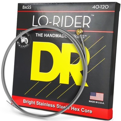 DR Strings Lo-Rider Electric Bass Guitar - .040-.120 40-120, Silver