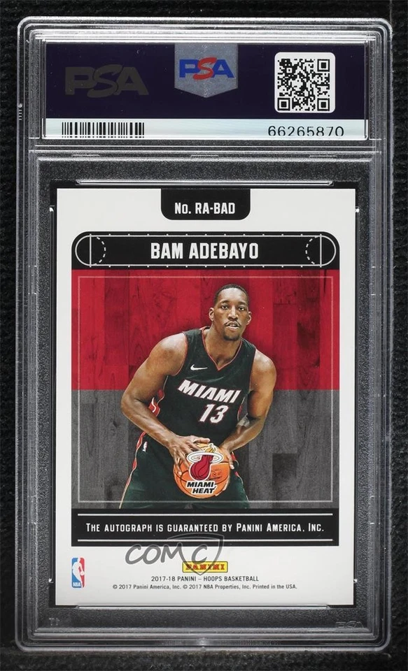 2017-18 Panini NBA Hoops Rookie Red /25 Bam Adebayo #RA-BAD PSA 9 MINT Auto RC - Image 2 of 2