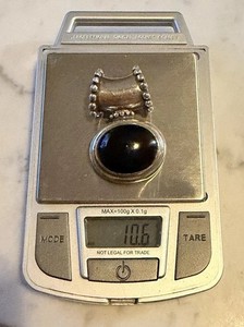 Vintage Sterling Silver 925 Black Onyx Pendant Charm Antique 10.2 Grams Unique