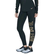 Nike Pro Women's JDI Black Side Logo "Just Do It" Ankle Length Leggings Medium