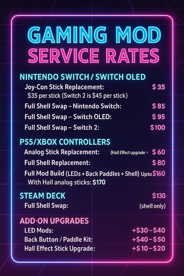 Send-In Controller Mod Service | ExtremeRate Shells, LEDs, Drift Fix | PS5 Xbox - Image 4 of 4